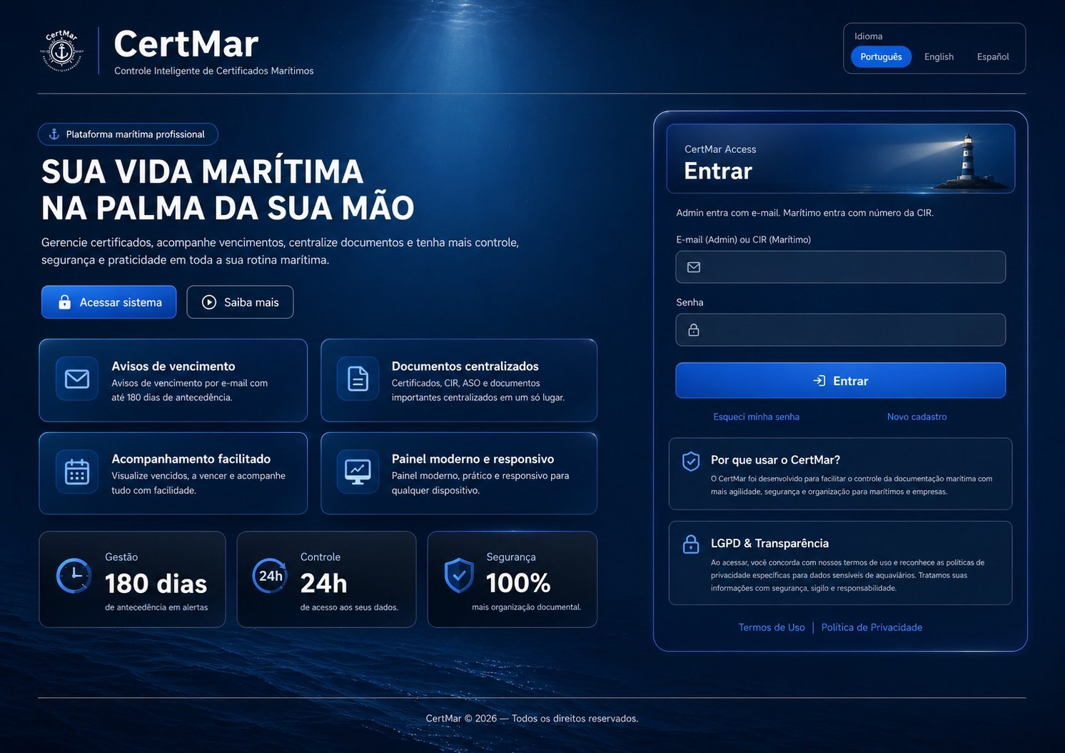 Sistema CertMar para gestão documental marítima